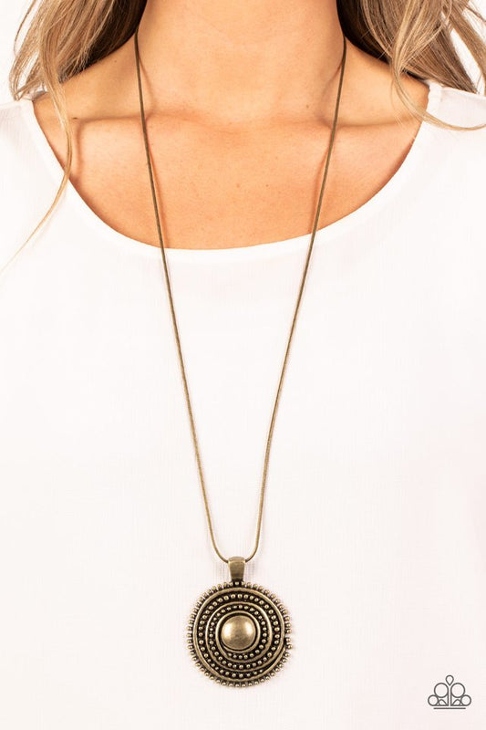 Solar Swirl - Brass - Paparazzi Necklace Image