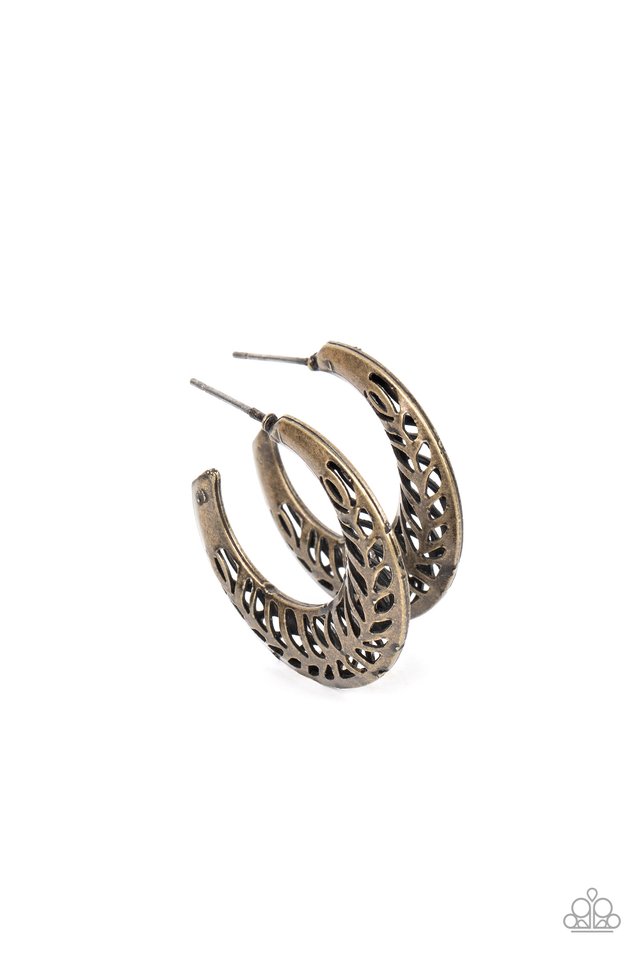 Wanderlust Wilderness - Brass - Paparazzi Earring Image