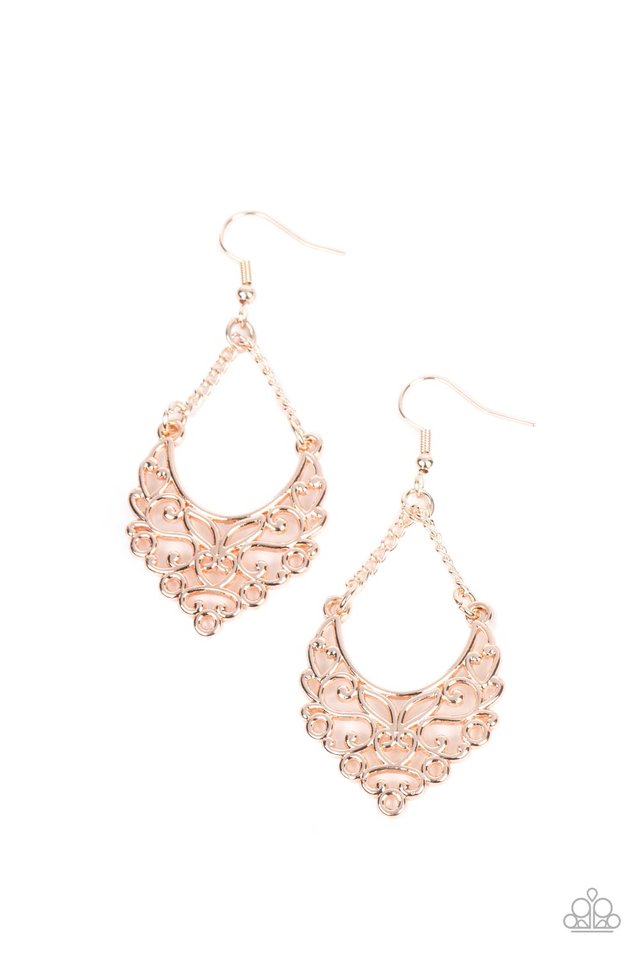 Sentimental Setting - Rose Gold - Paparazzi Earring Image