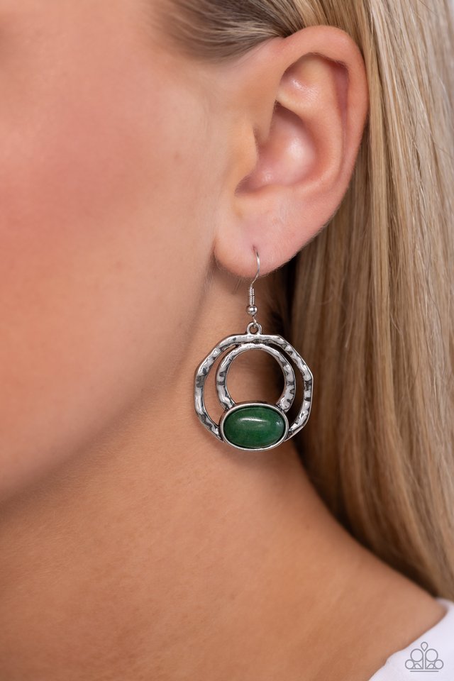Terrestrial Retreat - Green - Paparazzi Earring Image