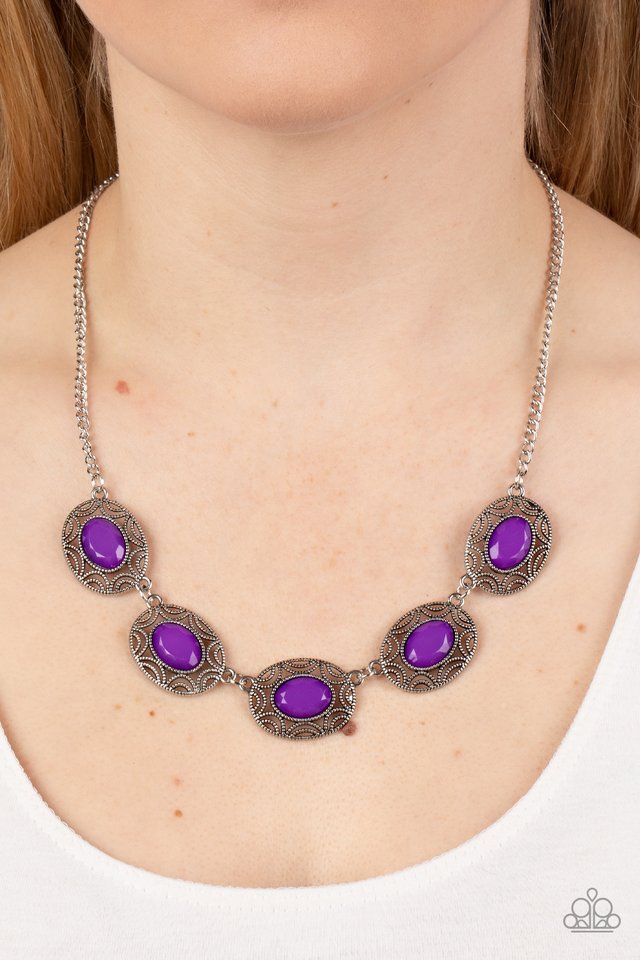 Sunshiny Shimmer - Purple - Paparazzi Necklace Image