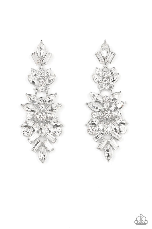 Paparazzi Earring ~ Frozen Fairytale - White