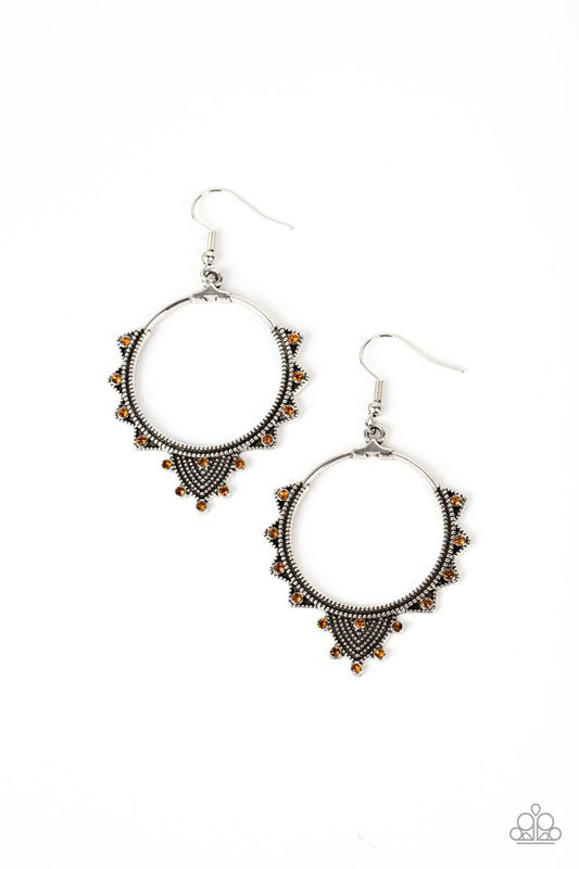 Textured Twinkle - Brown - Paparazzi Earring Image