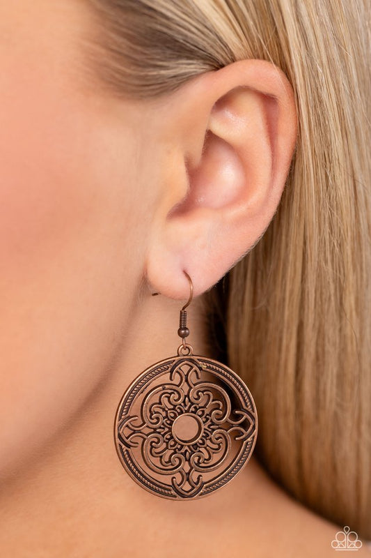 Mandala Meditation - Copper - Paparazzi Earring Image