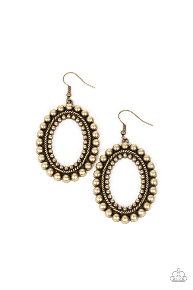 Homestead Hideaway - Brass - Paparazzi Earring Image