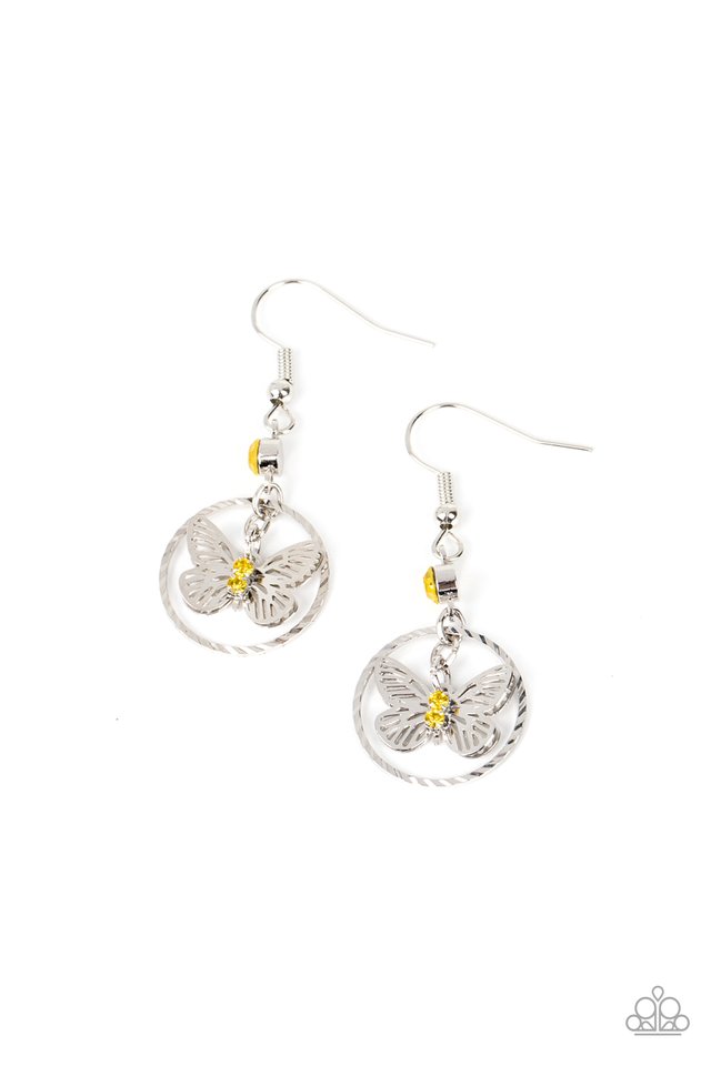 Fabulous Flutter - Yellow - Paparazzi Earring Image