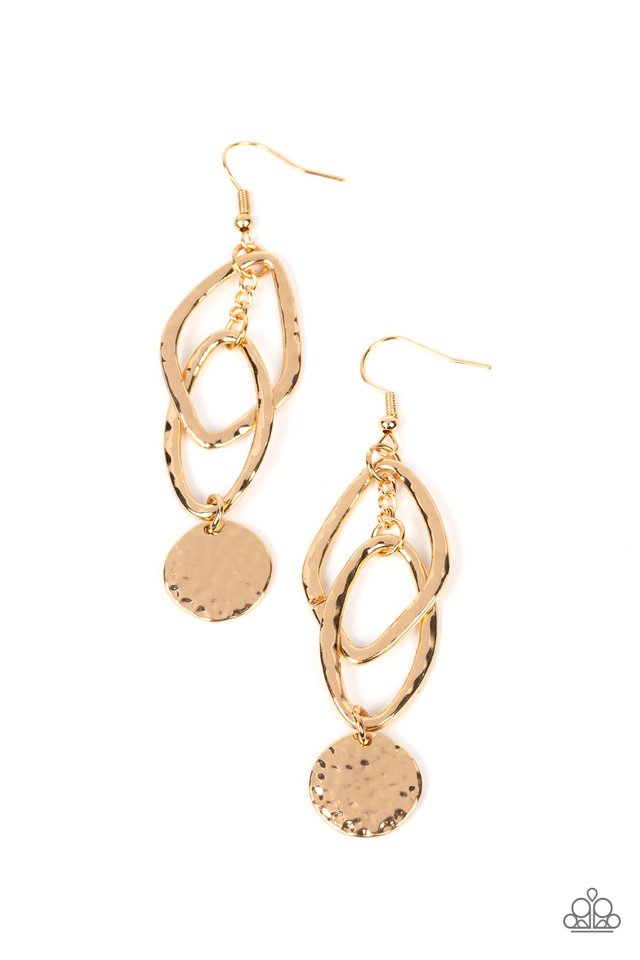 Nothing but CHIME - Gold - Paparazzi Earring Image