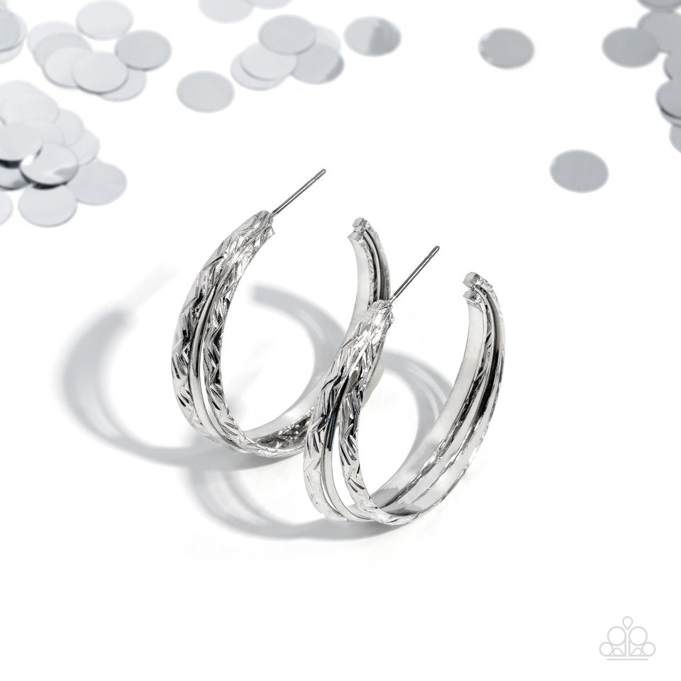 CONTOUR de Force - Silver - Paparazzi Earring Image