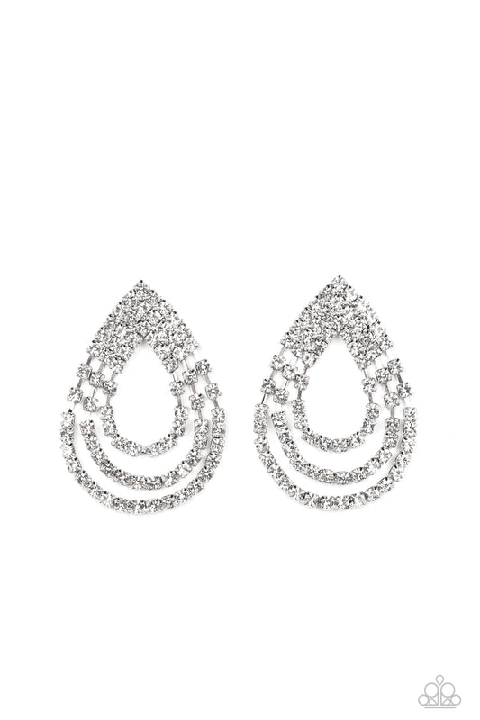 Paparazzi Earring ~ Take a POWER Stance - White