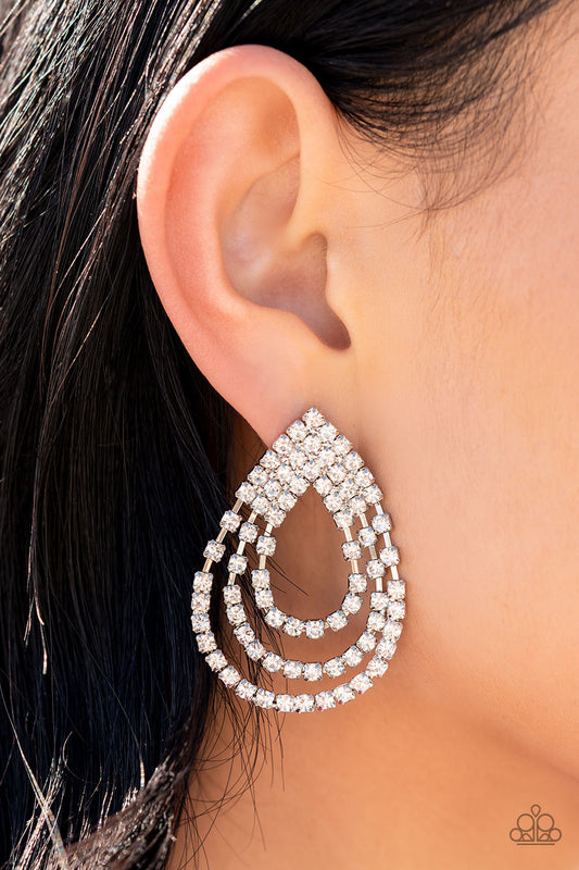 Paparazzi Earring ~ Take a POWER Stance - White