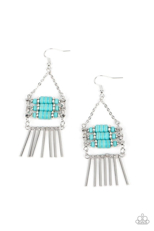 Tribal Tapestry - Blue - Paparazzi Earring Image