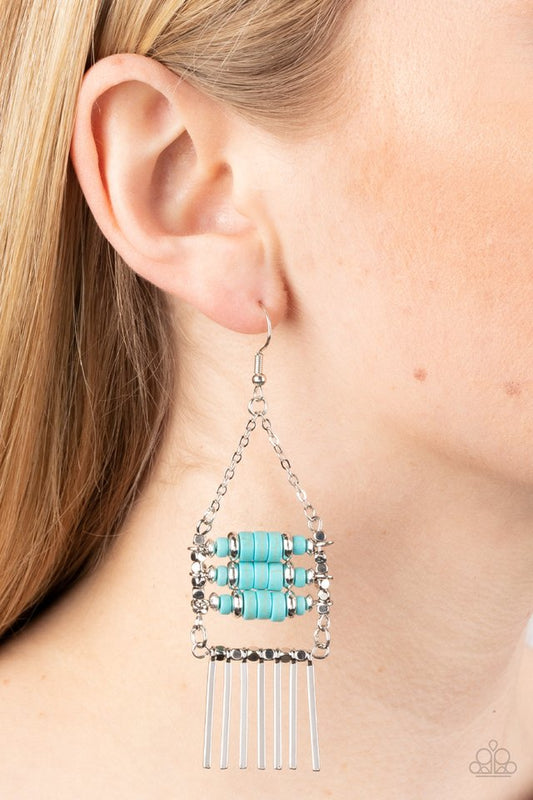 Tribal Tapestry - Blue - Paparazzi Earring Image