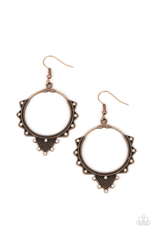Textured Twinkle - Copper - Paparazzi Earring Image