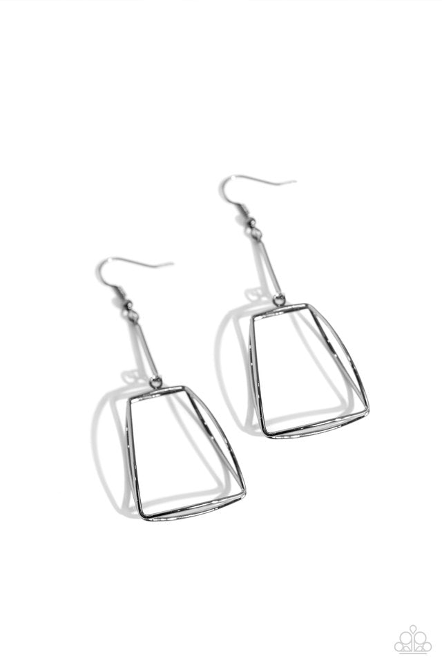 Trapezoidal Transcendence - Black - Paparazzi Earring Image