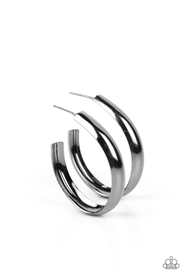 Champion Curves - Black - Paparazzi Earring Image