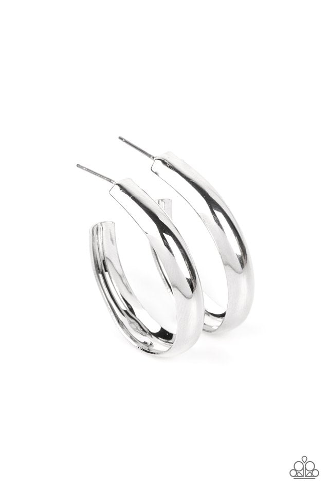 Champion Curves - Silver - Paparazzi Earring Image