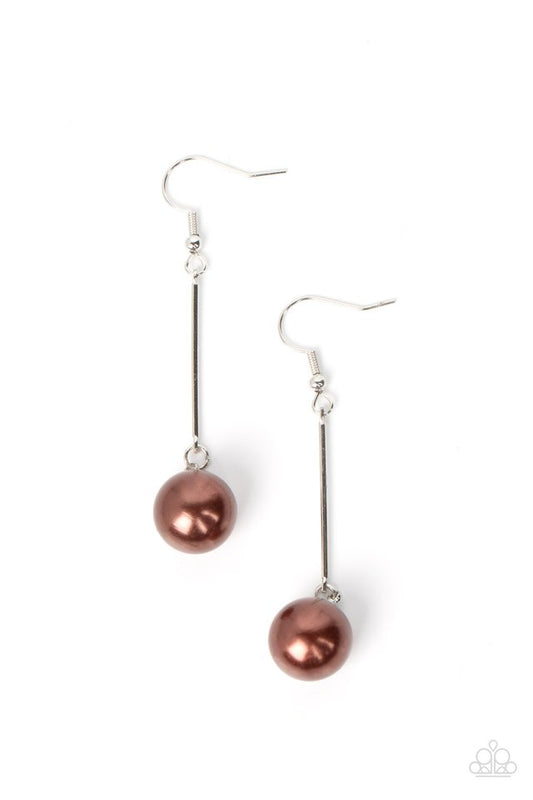 Pearl Redux - Brown - Paparazzi Earring Image