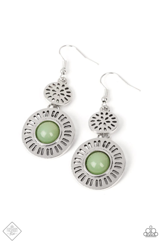 Paparazzi Earring ~ Ocean Orchard - Green