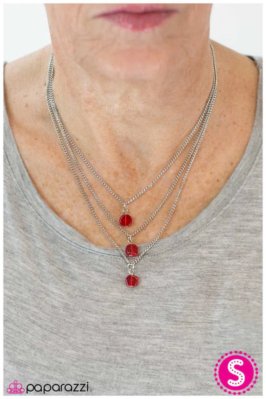 Paparazzi Necklace ~ Never Forget - Red