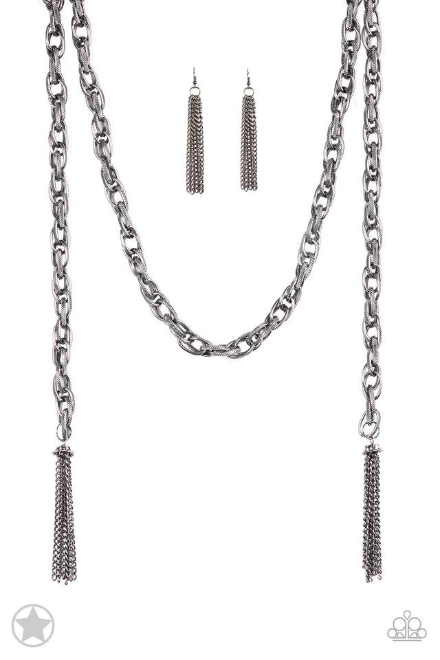 Paparazzi Necklace ~ SCARFed for Attention - Gunmetal