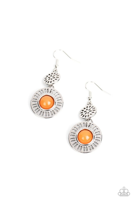 Ocean Orchard - Orange - Paparazzi Earring Image