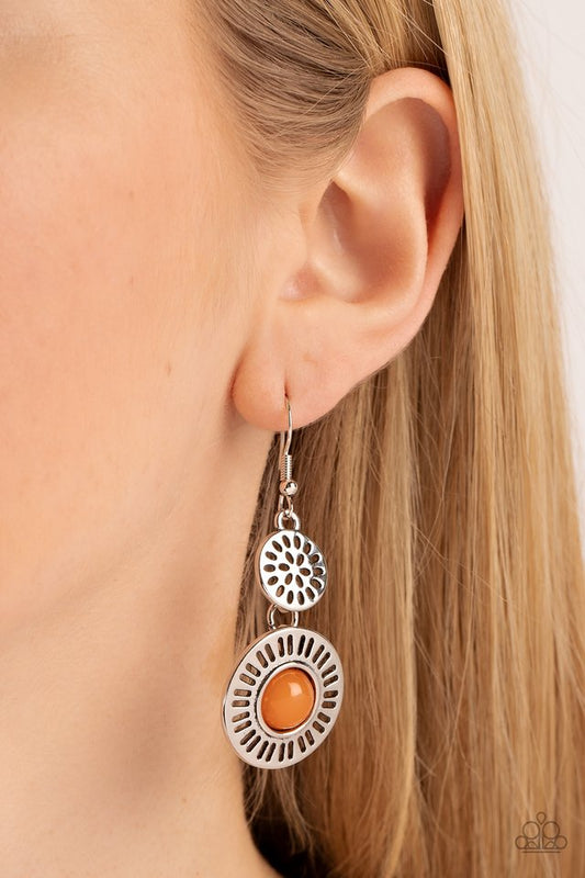 Ocean Orchard - Orange - Paparazzi Earring Image