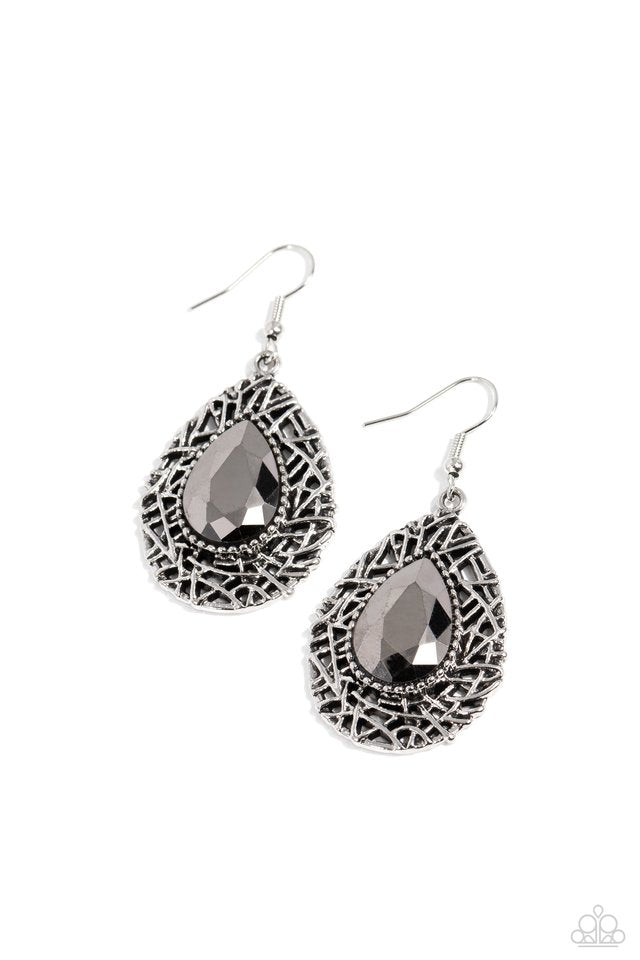 Paparazzi Earring ~ Nest Nouveau - Silver