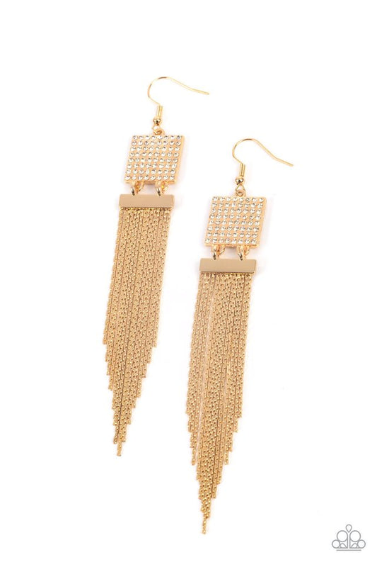 Dramatically Deco - Gold - Paparazzi Earring Image