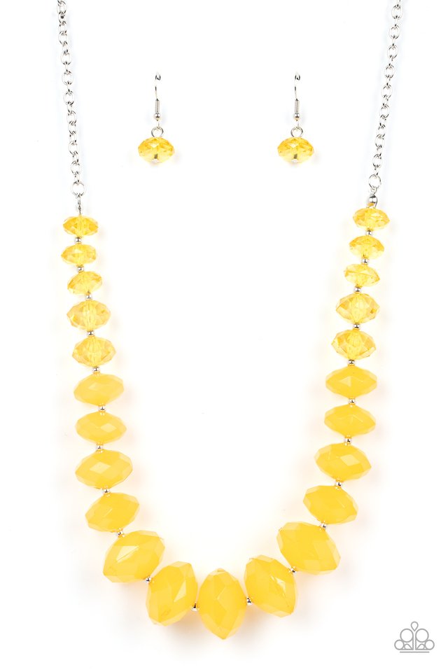 Happy-GLOW-Lucky - Yellow - Paparazzi Necklace Image