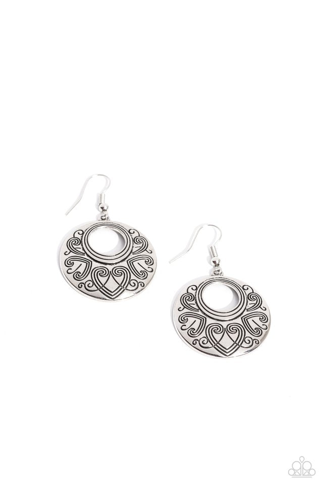 Western Beau - Silver - Paparazzi Earring Image