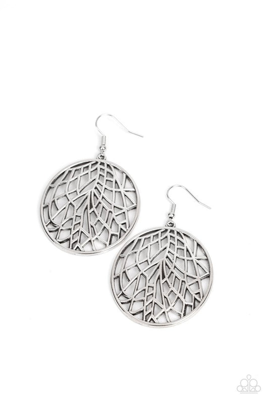Fractured Foliage - Silver - Paparazzi Earring Image