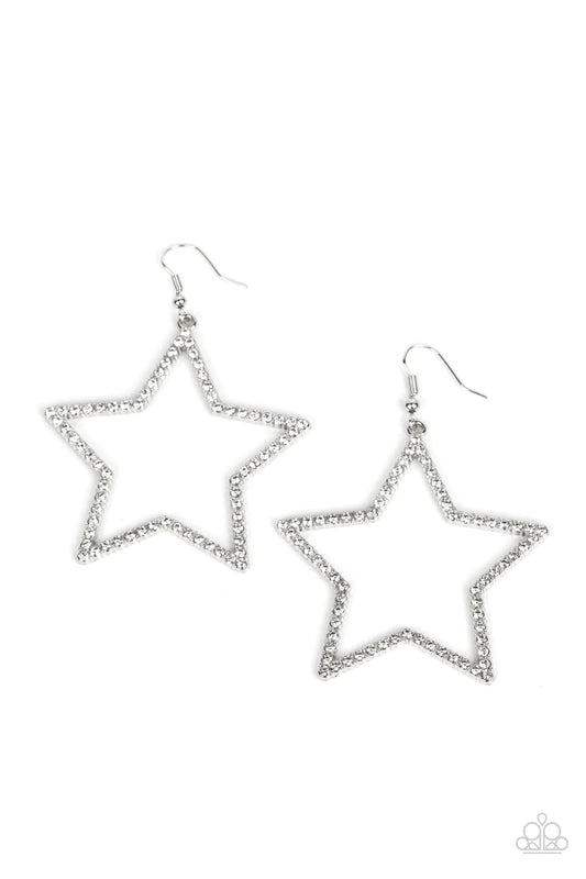 Paparazzi Earring ~ Supernova Sparkle - White