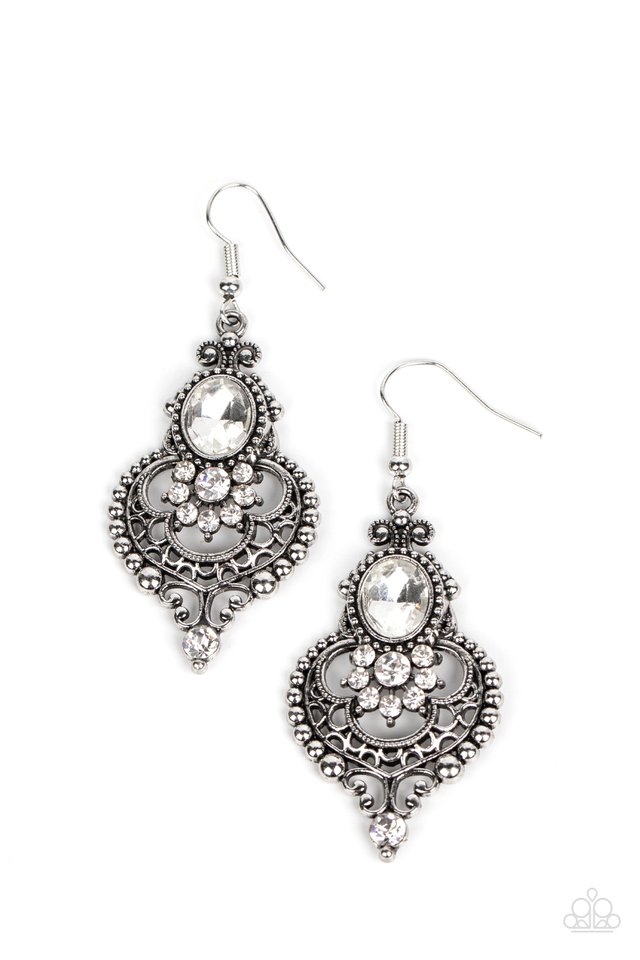 Castle Chateau - White - Paparazzi Earring Image