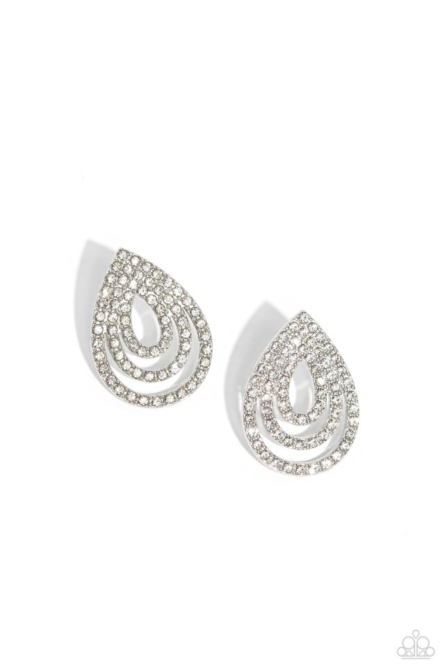 Red Carpet Reverie - White - Paparazzi Earring Image