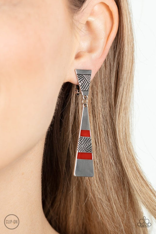 Safari Seeker - Red - Paparazzi Earring Image