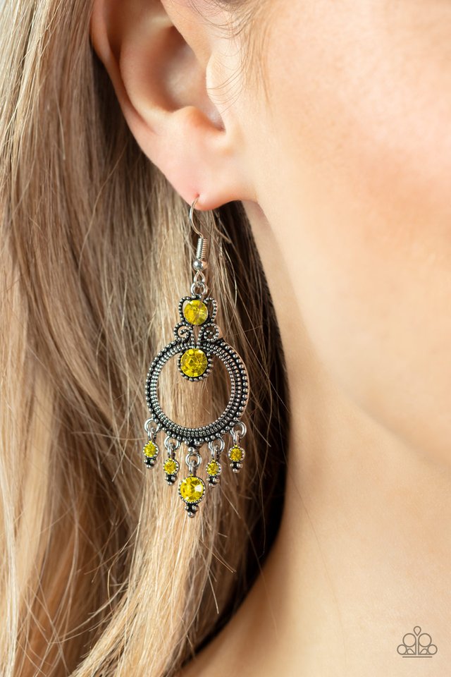 Palace Politics - Yellow - Paparazzi Earring Image