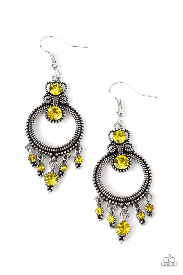 Palace Politics - Yellow - Paparazzi Earring Image