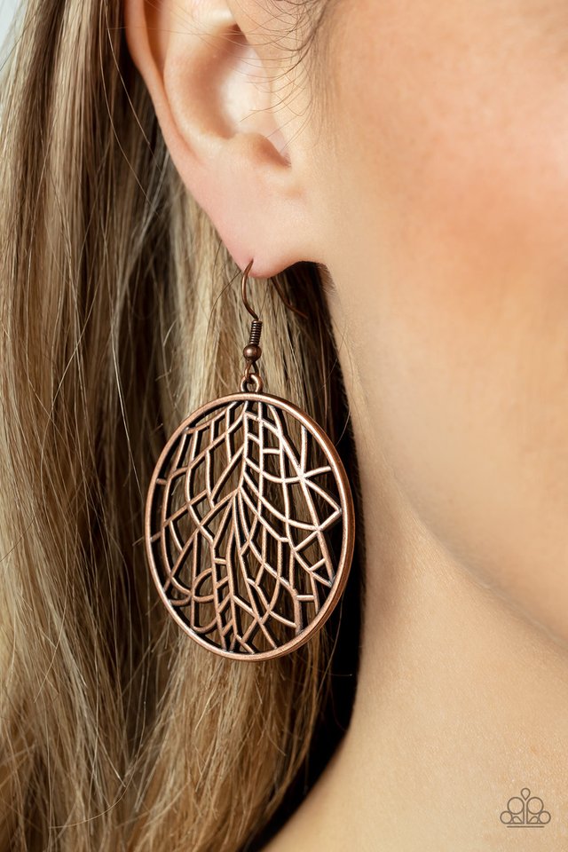 Fractured Foliage - Copper - Paparazzi Earring Image
