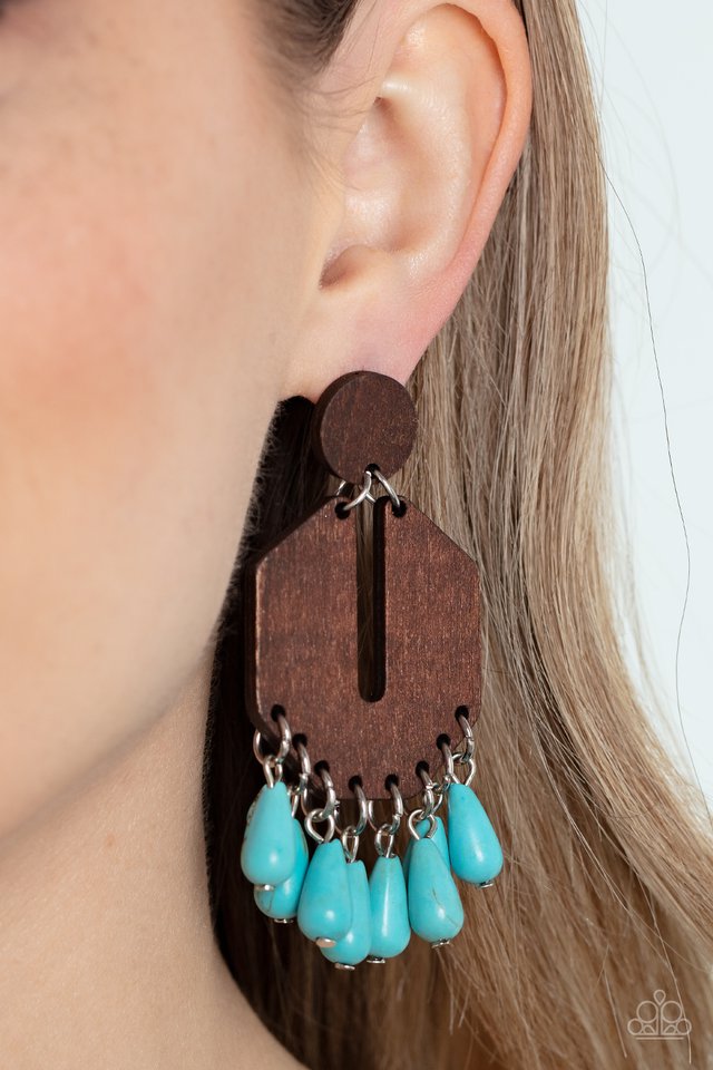 Western Retreat - Blue - Paparazzi Earring Image