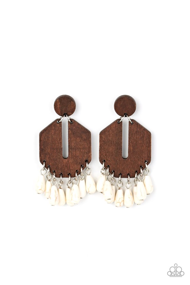 Western Retreat - White - Paparazzi Earring Image