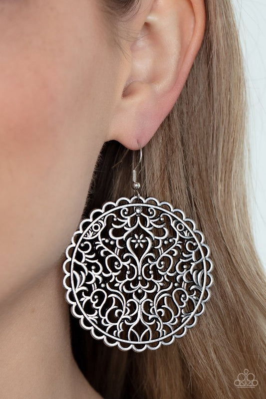 The Whole Nine VINEYARDS - Silver - Paparazzi Earring Image