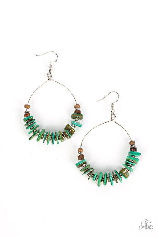 Hawaiian Kiss - Green - Paparazzi Earring Image