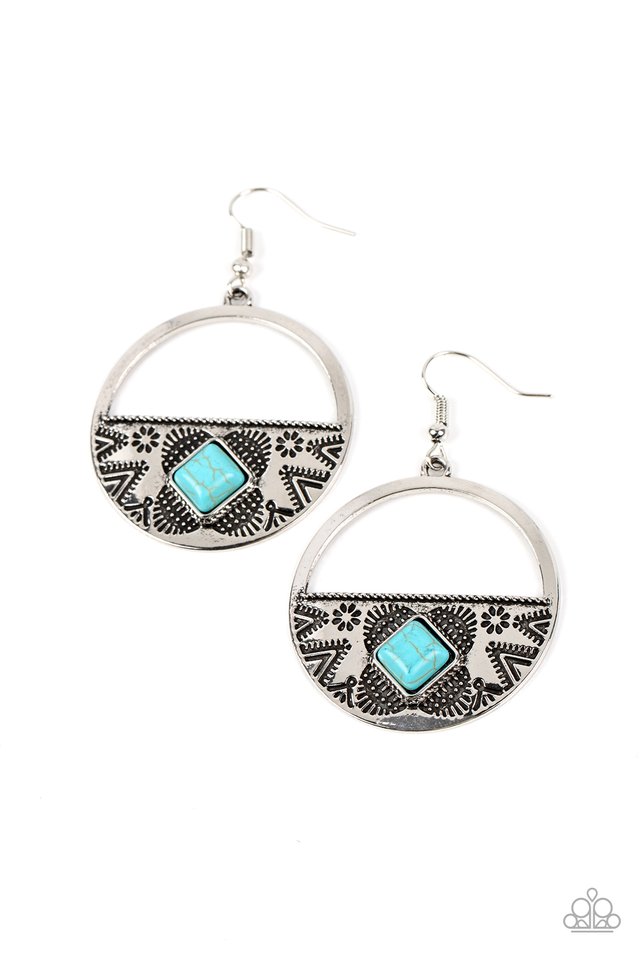 Sandstone Prairie - Blue - Paparazzi Earring Image