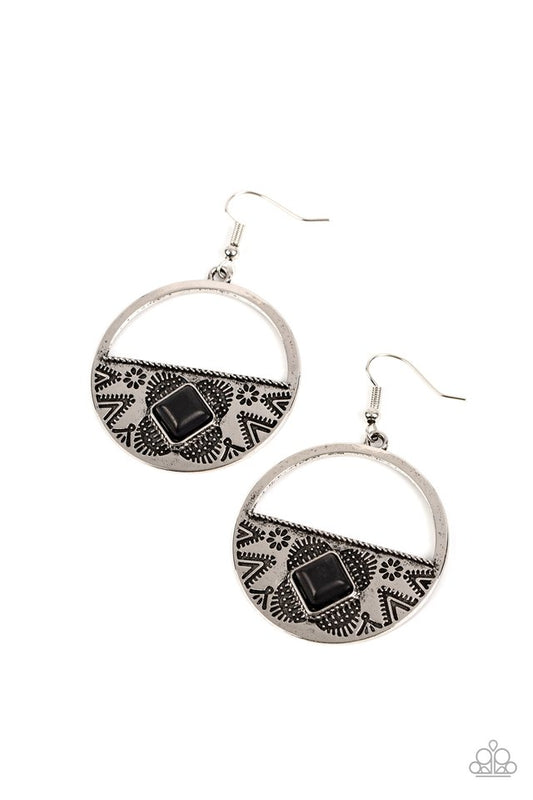 Sandstone Prairie - Black - Paparazzi Earring Image