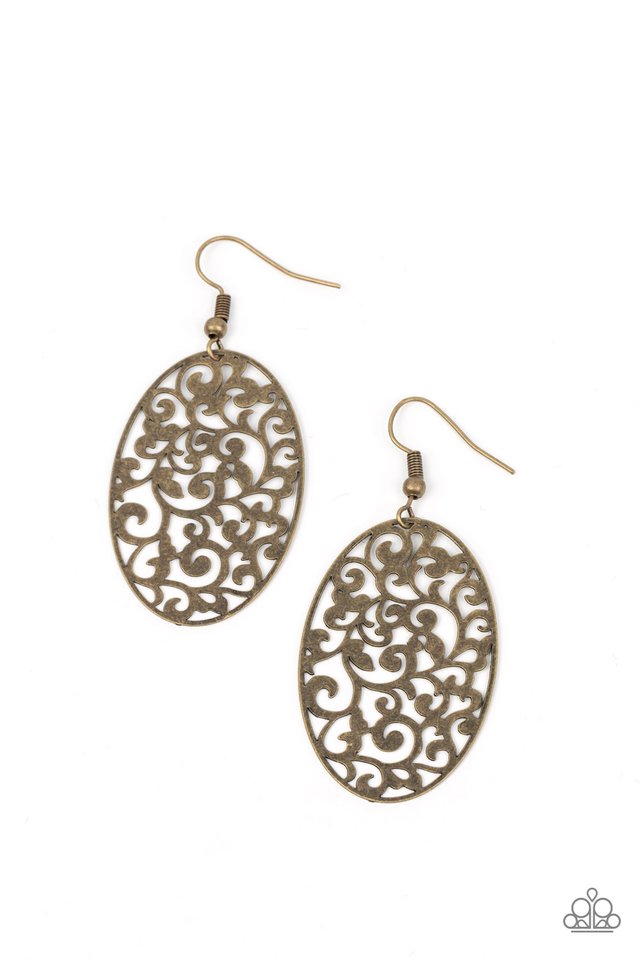 Secret Orchards - Brass - Paparazzi Earring Image