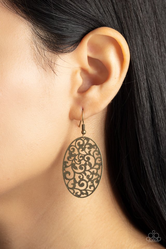 Secret Orchards - Brass - Paparazzi Earring Image