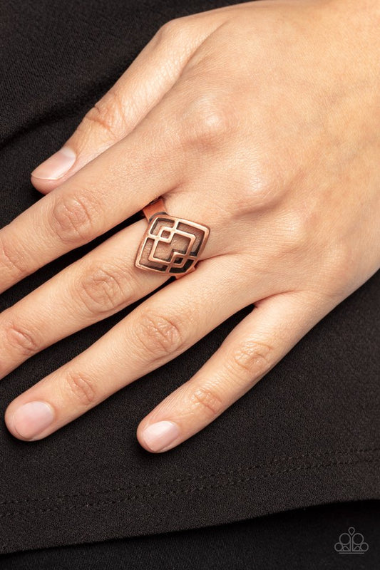 Diamond Duo - Copper - Paparazzi Ring Image