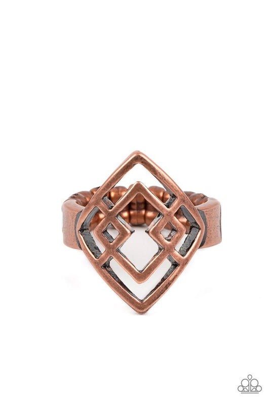 Diamond Duo - Copper - Paparazzi Ring Image