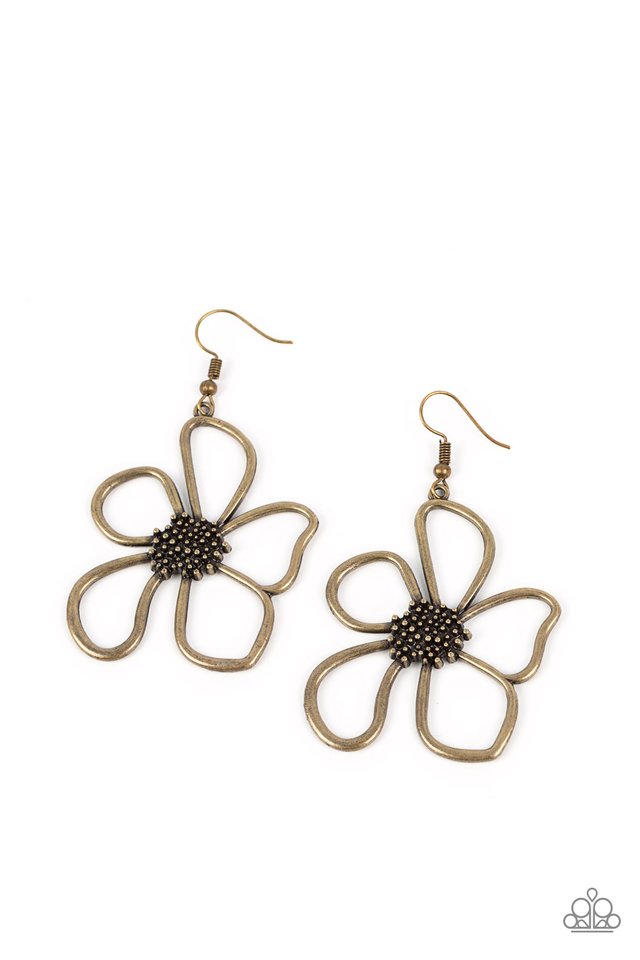 Wildflower Walkway - Brass - Paparazzi Earring Image