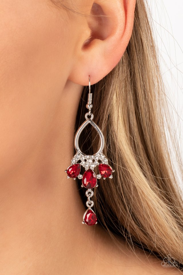 Coming in Clutch - Red - Paparazzi Earring Image